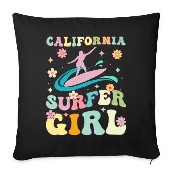 Groovy Surfing Girl Surferin - Sofakissenbezug 45 x 45 cm - Schwarz - Vorne