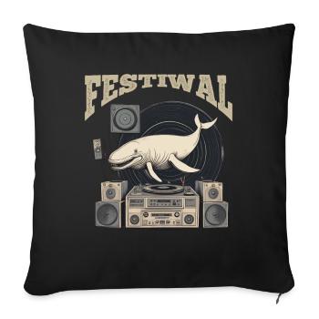 Festiwal Whale Party Festival EDM Musique - Housse de coussin décorative 45 x 45 cm - noir - Devant