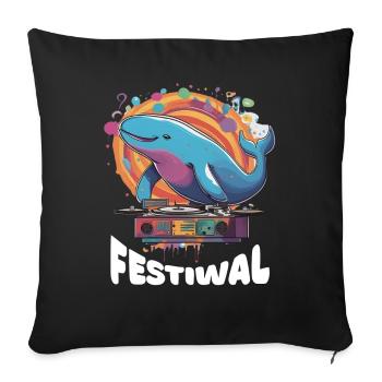 Festiwal Whale Party Festival EDM Music - Sofa pillowcase 17,3'' x 17,3'' (45 x 45 cm) - black - Front