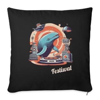 Festiwal Whale Party Festival EDM Music - Sofa pillowcase 17,3'' x 17,3'' (45 x 45 cm) - black - Front