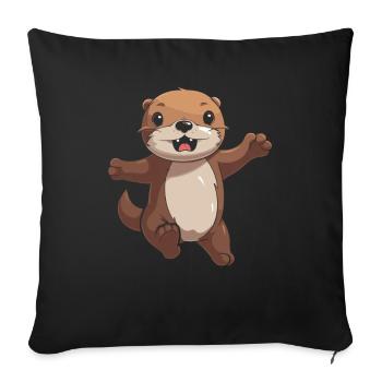 Loutre - Housse de coussin décorative 45 x 45 cm - noir - Devant