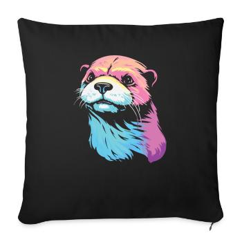 Loutre - Housse de coussin décorative 45 x 45 cm - noir - Devant