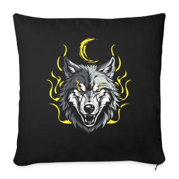 Wolf Moon Phase Lunar Wolf - Sofa pillowcase 17,3'' x 17,3'' (45 x 45 cm) - black - Front