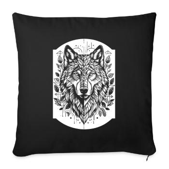 Loup Polygone Géométrique Loup - Housse de coussin décorative 45 x 45 cm - noir - Devant