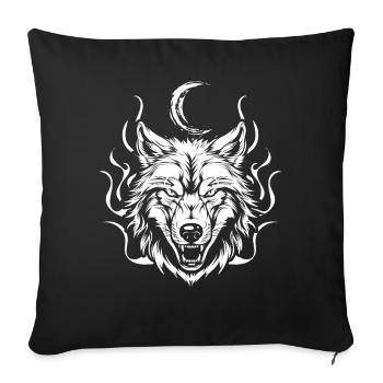 Wolf Moon Phase Lunar Wolf - Sofa pillowcase 17,3'' x 17,3'' (45 x 45 cm) - black - Front
