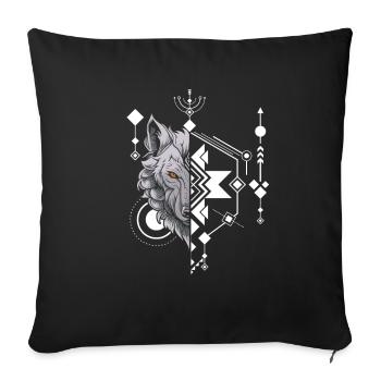Loup Abstrait Polygone Géométrique Loup - Housse de coussin décorative 45 x 45 cm - noir - Devant