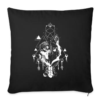 Loup Abstrait Géométrique Polygone Loup - Housse de coussin décorative 45 x 45 cm - noir - Devant