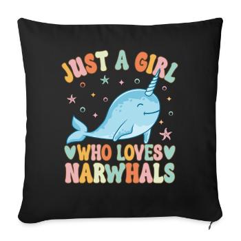 Narwhal Girl Narwhal Lover - Sofakissenbezug 45 x 45 cm - Schwarz - Vorne