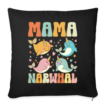 Groovy Narval Maman Narval Amant - Housse de coussin décorative 45 x 45 cm - noir - Devant