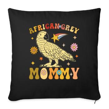 Groovy Grey Parrot Women - Sofa pillowcase 17,3'' x 17,3'' (45 x 45 cm) - black - Front