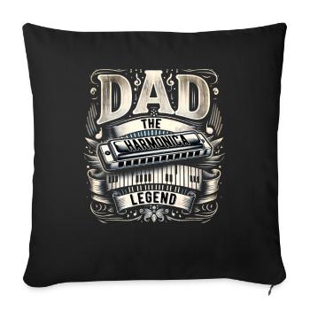 Fête des pères papa la légende de l’harmonica papa papa - Housse de coussin décorative 45 x 45 cm - noir - Devant