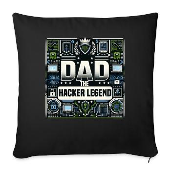 Fête des pères papa la légende hacker papa papa - Housse de coussin décorative 45 x 45 cm - noir - Devant