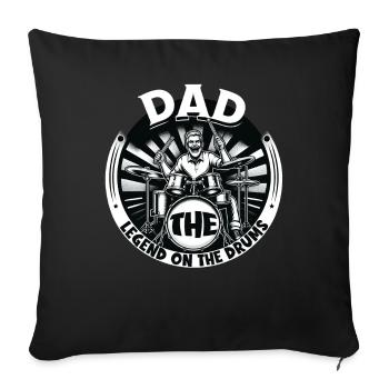 Fête des pères Papa la légende à la batterie Papa Papa - Housse de coussin décorative 45 x 45 cm - noir - Devant