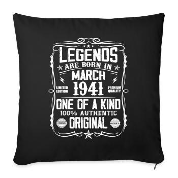 March 1941 Vintage 83 Years Anniversary Gift - Sofa pillowcase 17,3'' x 17,3'' (45 x 45 cm) - black - Front