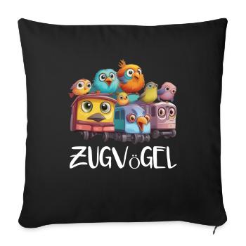 Oiseaux migrateurs Oiseaux Oiseaux Mignon et Drôle - Housse de coussin décorative 45 x 45 cm - noir - Devant