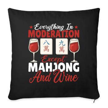 Cadeau pour les fans de Mahjong - Housse de coussin décorative 45 x 45 cm - noir - Devant