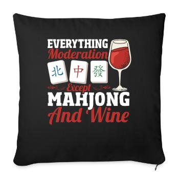 Gift for Mahjong Fans - Sofa pillowcase 17,3'' x 17,3'' (45 x 45 cm) - black - Front