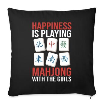 Cadeau pour les fans de Mahjong - Housse de coussin décorative 45 x 45 cm - noir - Devant