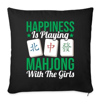 Cadeau pour les fans de Mahjong - Housse de coussin décorative 45 x 45 cm - noir - Devant