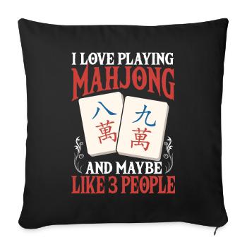 Cadeau pour les fans de Mahjong - Housse de coussin décorative 45 x 45 cm - noir - Devant