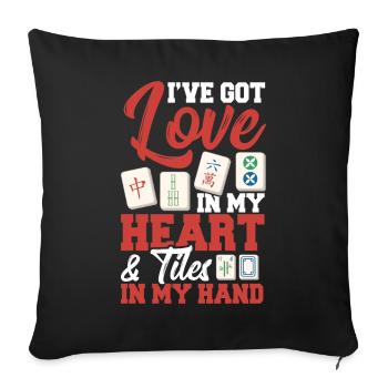Cadeau pour les fans de Mahjong - Housse de coussin décorative 45 x 45 cm - noir - Devant