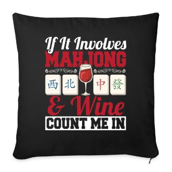 Cadeau pour les fans de Mahjong - Housse de coussin décorative 45 x 45 cm - noir - Devant