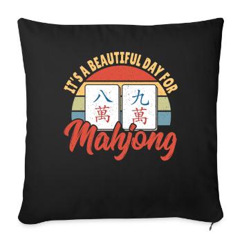 Cadeau pour les fans de Mahjong - Housse de coussin décorative 45 x 45 cm - noir - Devant