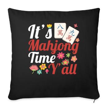 Cadeau pour les fans de Mahjong - Housse de coussin décorative 45 x 45 cm - noir - Devant