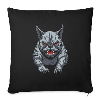 Bouledogue français en colère - Housse de coussin décorative 45 x 45 cm - noir - Devant