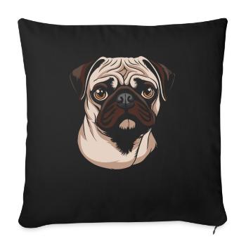 Pug Dog - Sofa pillowcase 17,3'' x 17,3'' (45 x 45 cm) - black - Front