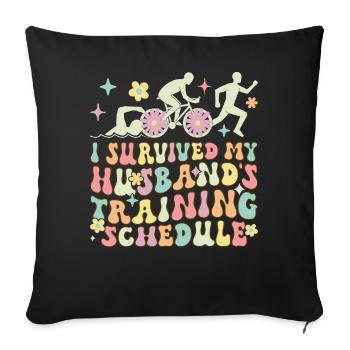 Triathlon-Ehefrau - Sofakissenbezug 45 x 45 cm - Schwarz - Vorne