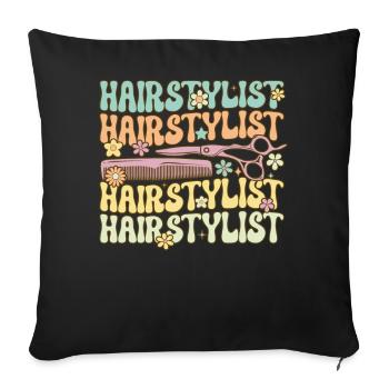 Groovy Hairdresser - Sofa pillowcase 17,3'' x 17,3'' (45 x 45 cm) - black - Front