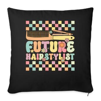 Groovy Hairdresser - Sofa pillowcase 17,3'' x 17,3'' (45 x 45 cm) - black - Front