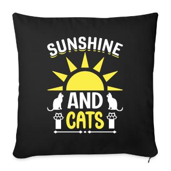 Chat Amour soleil et Chats - Housse de coussin décorative 45 x 45 cm - noir - Devant