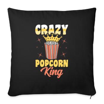 Crazy Popcorn King Lustiges Popped Corn Geschenk - Sofakissenbezug 45 x 45 cm - Schwarz - Vorne