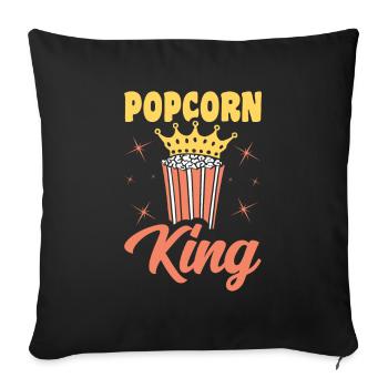 Popcorn King Lustiges Popped Corn Geschenk - Sofakissenbezug 45 x 45 cm - Schwarz - Vorne