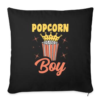 Popcorn Boy Lustiges Popped Corn Geschenk - Sofakissenbezug 45 x 45 cm - Schwarz - Vorne