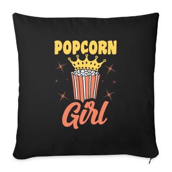 Popcorn Girl Lustiges Popped Corn Geschenk - Sofakissenbezug 45 x 45 cm - Schwarz - Vorne