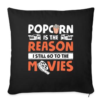 Popcorn Popcorn Raison Toujours Aller Au Cinéma Soirée Cinéma - Housse de coussin décorative 45 x 45 cm - noir - Devant