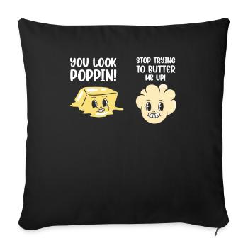Popcorn Kawaii Graphic Poppin Butter Me Up - Sofa pillowcase 17,3'' x 17,3'' (45 x 45 cm) - black - Front