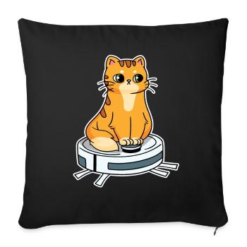 Robot vacuum cleaner with cat Robot vacuum cleaner - Sofa pillowcase 17,3'' x 17,3'' (45 x 45 cm) - black - Front