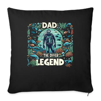 Fête des pères Papa la légende du plongeur Papa Papa plongeur - Housse de coussin décorative 45 x 45 cm - noir - Devant