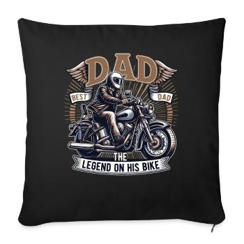 Fête des pères Papa la légende sur son vélo Papa Papa - Housse de coussin décorative 45 x 45 cm - noir - Devant