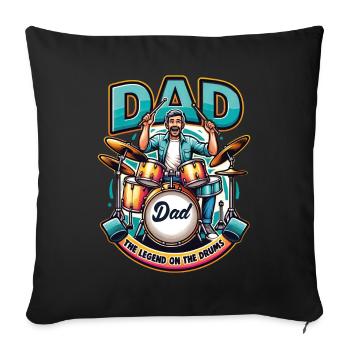 Fête des pères Papa la légende à la batterie Papa Papa - Housse de coussin décorative 45 x 45 cm - noir - Devant