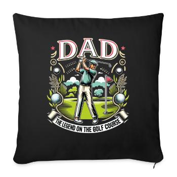 Fête des pères Papa la légende sur le terrain de golf Papa - Housse de coussin décorative 45 x 45 cm - noir - Devant