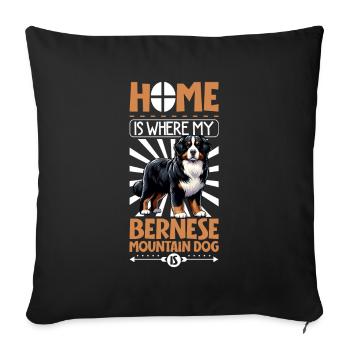 Home - Bernese Mountain Dog - Sofa pillowcase 17,3'' x 17,3'' (45 x 45 cm) - black - Front