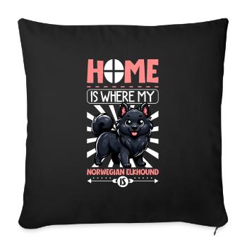 Home - Norwegian Elkhound - Sofa pillowcase 17,3'' x 17,3'' (45 x 45 cm) - black - Front