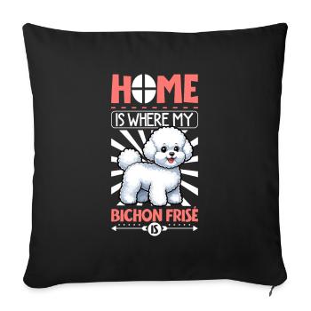 Accueil - Bichon Frisé - Housse de coussin décorative 45 x 45 cm - noir - Devant