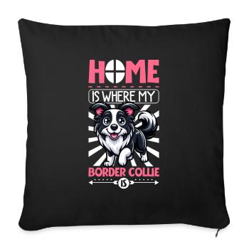 Accueil - Border Collie - Housse de coussin décorative 45 x 45 cm - noir - Devant