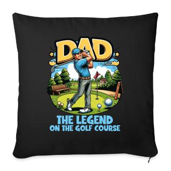 Fête des pères Papa la légende sur le terrain de golf Papa - Housse de coussin décorative 45 x 45 cm - noir - Devant